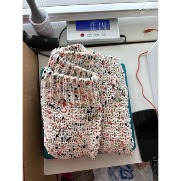 MOON & MADISON Cream Orange Sz Lg Chunky Oversized Knit Crop Sweater Cottagecore - Picture 10 of 10